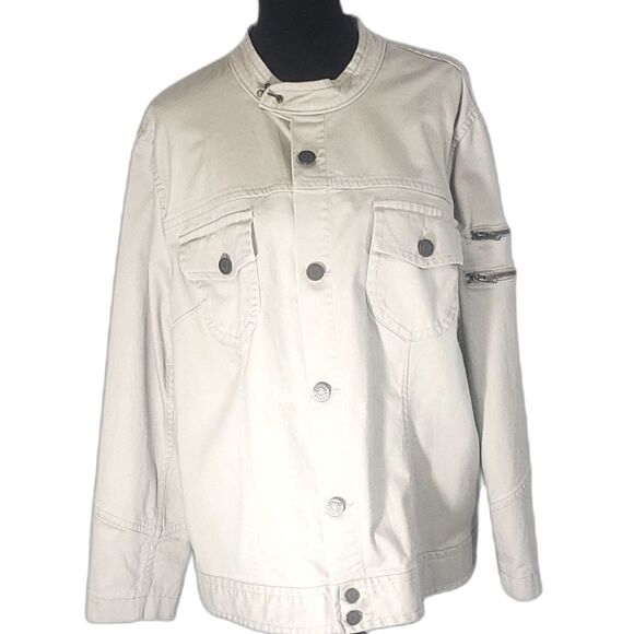 Tommy Hilfiger Women's Tan Chest Pockets Button Up Jacket Size 22 - Picture 1 of 8